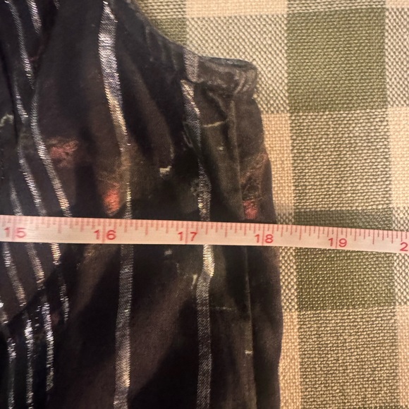 Anthropologie Pilcro Black Floral Motif w/ Silver metallic threading + Ruffles - Picture 14 of 15